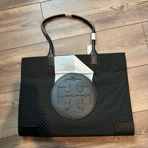 NWT Tory Burch Ella Printed Tote - 88237 Black Polka Dot
